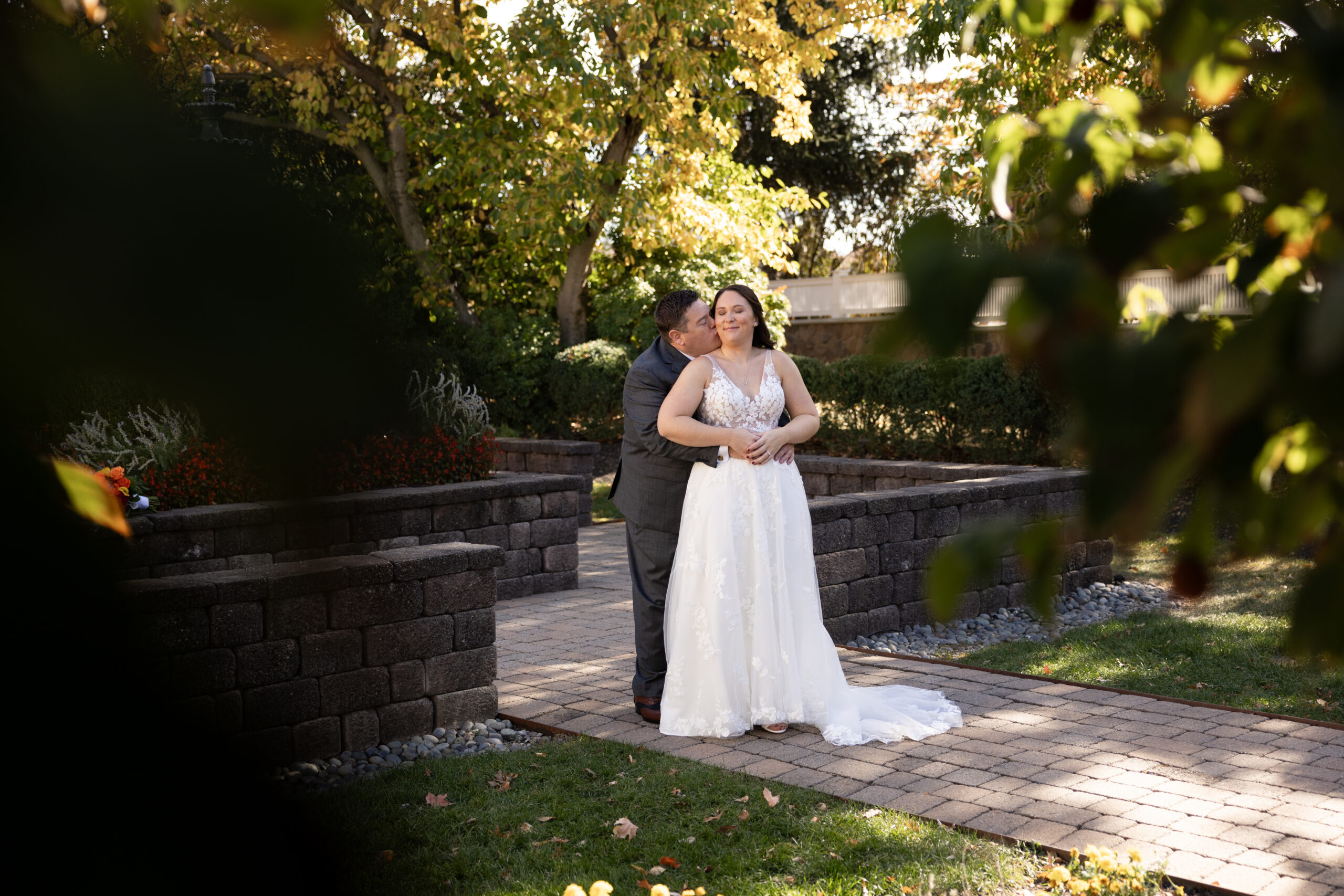 Katherine and Benjamin during first look sharing a moment.